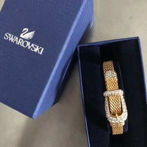 Swarovski crystal crusted gold belt bracelet